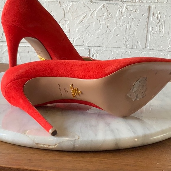 Prada Orange Suede Heels - Picture 7 of 12